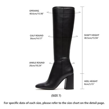 SOVANYOU Black Knee High Boots Leather Tall Black Boots for Women Chunky Heeled Long Boot Square Toe Go-Go Boot - Image 2