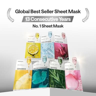 Mediheal Madecassoside Essential Sheet Mask Blemish Repair 10 pcs. 98% Purity Madecassoside & Hyaluronic Acid Included. Enhancing Moisture Barrier & Skin Texture Care. Vegan Formula Sheet Mask - Image 2