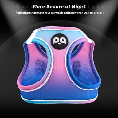 QQPETS Cat Harness and Leash Set for Walking Escape Proof, Safe Adjustable Kitten Vest with Reflective Strips, Easy Control Soft Mesh Lightweight Jacket (Blue-Pink Gradient, S(Chest 15”-15.7”)) - Image 6