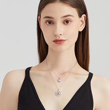 IVY TAILI Silver Evil Eye Necklace Layered Necklaces for Women 18k Gold Plated Adjustable Third Eye Necklace Evil Eye Protection Jewelry for Women - Image 2