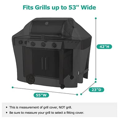 SunPatio Grill Cover 55 Inch, Outdoor Heavy Duty Waterproof Barbecue Gas Cover, UV & Fade Resistant, All Weather Protection Compatible for Weber Charbroil Nexgrill Kenmore Grills and More, Black - Image 2
