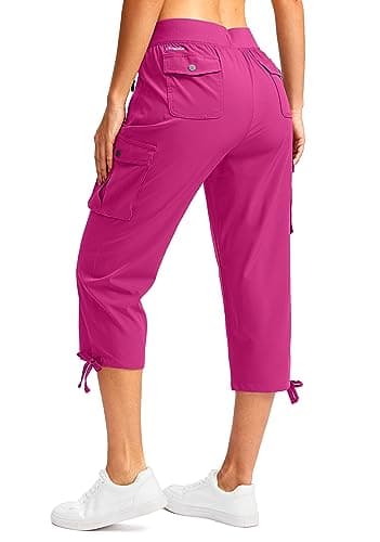 Soothfeel Women's Cargo Capris Pants with 6 Pockets Lightweight Quick Dry Travel Hiking Summer Pants for Women Casual (Rose, 3XL) - Image 2