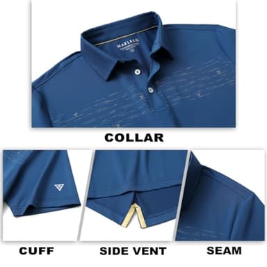M MAELREG Polo Shirts for Men Short Sleeve Dry Fit Casual Performance Moisture Wicking Chest Print Mens Golf Shirt Blue - Image 5