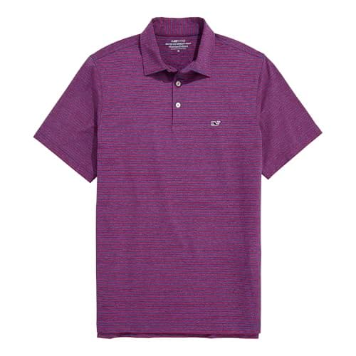 vineyard vines Bradley Stripe Sankaty Polo, Blue/Lighthouse Red, S - Image 1