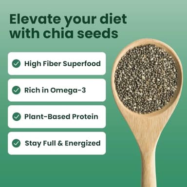 Sanar Naturals Chia Seeds - Omega-3, Protein, Fiber Supplement - GLP-1 Support - Keto and Paleo Friendly - Vegan, Non-GMO, Gluten Free, 10 oz - Image 3