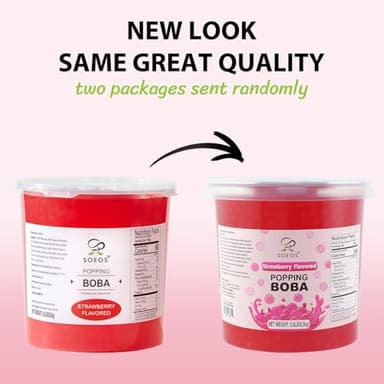 Soeos Strawberry Popping Boba Pearls 6.6 Pounds, Bursting Boba Pearls for Bubble Tea, Beverages, Shakes, Desserts, Smoothie and Ice Cream Topping - Image 4