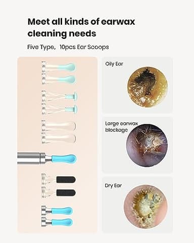 BEBIRD R1 Wax Removal Tool for Ear - Spade Ear Canal Cleaner with Camera 1080P Earscope, Wax Remove Ear Picker with Vari Replacement Tips, Camera with 6LED Light for Ear/Nose/Throat Examination, Black - Image 4