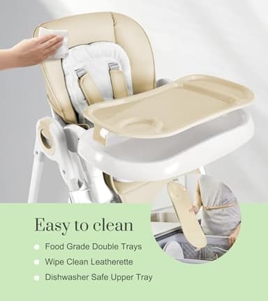Convertible High Chairs for Babies and Toddlers, Height Adjustable Baby High Chair, High Chair with Removable Tray, Adjustable Backrest and Pedal, Portable Baby Dinning Chair with Lockable Wheels… - Image 3