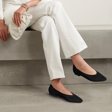 TINGRISE Women's Flats Shoes Pointed Toe Knit Ballet Comfortable Dressy Slip On Flat Black US8 - Image 6