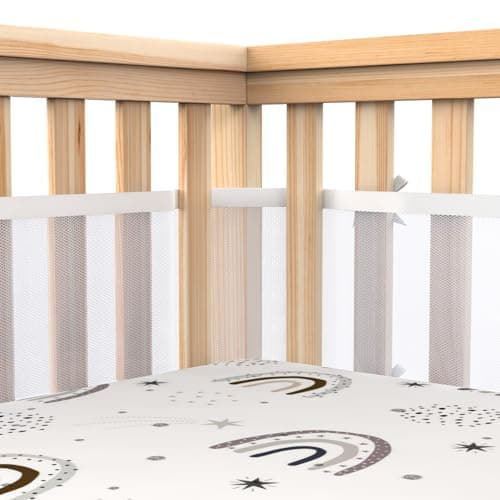 Breathable Mesh Crib Liner, Fits Full-Size Cribs (4 or 3 Sides), Extra-Long Double-Sided Straps, 3mm Mesh, White - Image 1