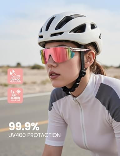 Lamicall Polarized Sports Sunglasses for Men Women, Ultralight [Adjustable Nose Pad] UV400 Protection Sun Glasses for Cycling Running Baseball Fishing Golf Beach Volleyball, Transparent Pink - Image 2