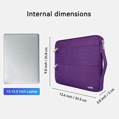 Voova 13 13.6 Inch Laptop Sleeve Case Compatible with MacBook Air 13 M1/M2/M3/M4 2020-2025, MacBook Pro 13/14, IPad Air/Pro 13, Waterproof Slim Computer Bag Cover with Handle, Purple - Image 8