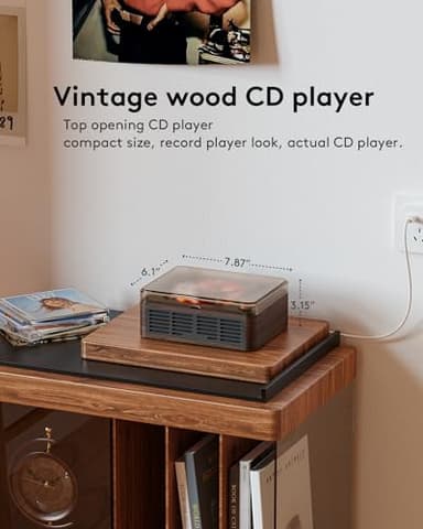 CARONSORT CD Player with Speakers Bluetooth Nostalgic Retro Portable CD Players for Home Wood Music Player FM Radio for HomeWired and Remote Control-Walnut Brown - Image 5
