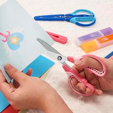 SLEMOON 7" Kids Scissors - Pointed Tip Right/Left Scissors with Protective Cover, Soft ABS Grips & Stainless Steel Blades, Ultra Durable for Classroom, Homeschool, Daily Use (3-Pack) - Image 5