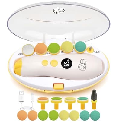 Rechargeable 22 in 1 Baby Nail Trimmer, Usage Labeled Case, 13 Extra Replacement Tools, Royal Angels Electric Nail File with LCD Display, Newborn Toddler Nail Care Clipper Kit (Rechargeable, Mango) - Image 1