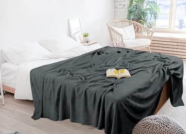 Utopia Bedding Smoke Gray 100% Cotton Blanket [Full Size - 90x84 Inch] 350GSM Lightweight, Soft and Breathable Thermal Blanket for All Seasons - Image 7