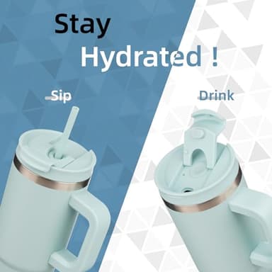 Konokyo 30 oz Tumbler with Handle and 2 Straws,2 in 1 Lid Insulated Water Bottle Stainless Steel Travel Coffee Mug,Blue Haze - Image 2