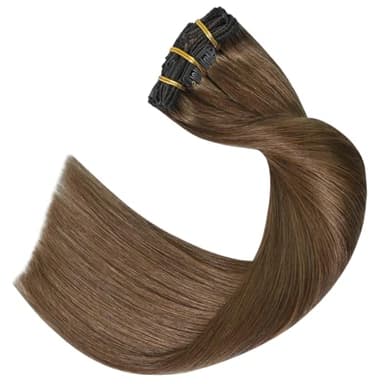 UGOTRAYS Light Brown Hair Extensions Clip in Human Hair 20 Inch 120g 7pcs Remy Hair Silky Straight 16clips One Pack for Women #6 Chestnut Brown Hair Extensions - Image 6