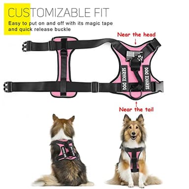 Demigreat Service Dog Harness, Reflective Dog Vest Harness with 5 PCS Patches, Adjustable Soft Oxford Pet Harness, Inner Layer Mesh, Easy to Control for Dogs - Image 3