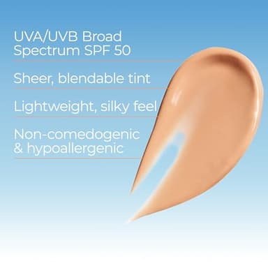 Eucerin Sun Tinted Age Defense Face Sunscreen Lotion SPF 50 with Hyaluronic Acid, Tinted Sunscreen for Face, Blendable Tint for All Skin Tones, Non Comedogenic and Hypoallergenic, 2.5 Fl Oz Bottle - Image 4