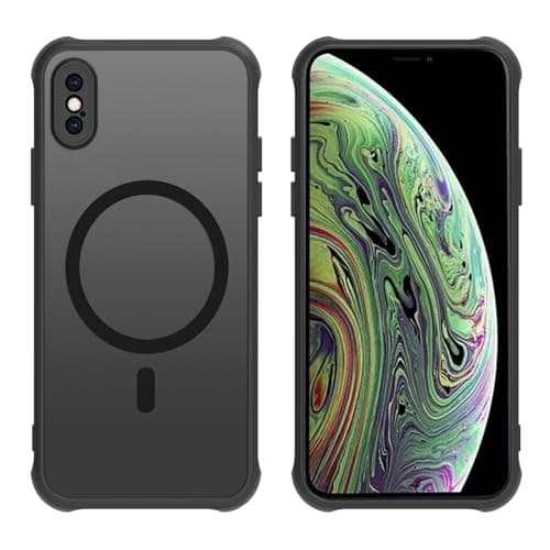 PinLiSheng Magnetic for iPhone Xs Max Case [Mil-Grade Drop Protection] [Compatible with Magsafe] Shockproof Slim Translucent Matte Protective Phone Case, Black - Image 1