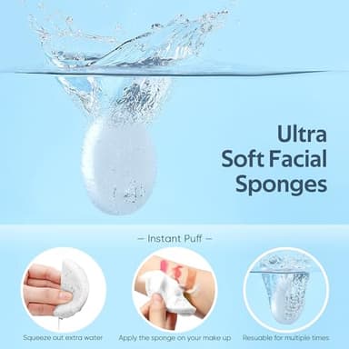 50-Count Compressed Facial Sponges, GAINWELL White Cellulose 100% Natural Cosmetic Spa Sponges for Facial Cleansing, Exfoliating Mask, Makeup Removal - Image 2