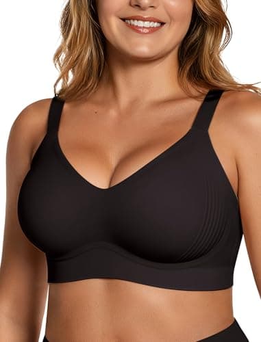 OEAK Womens Wireless Seamless Bras Full Coverage Supportive Lounge Bra Push Up Plus Size Everyday Bra Comfortable Tshirt Bras Black L - Image 1