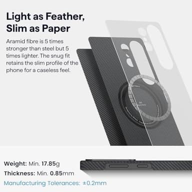 pitaka for S25 Ultra Case 6.9 Inch, Compatible with MagSafe, Slim & Light Samsung Galaxy S25 Ultra Case, 600D Aramid Fiber Made [Ultra-Slim Case - Black/Gray] - Image 3