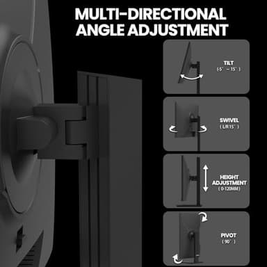 CRUA 24.5Inch Gaming Monitor 144Hz/165Hz, FHD(1920x1080P) 120% sRGB Computer Monitor, Height/Pivot/Swivel/Tilt Adjustable Vertical Monitor, Support FreeSync, DP,HDMI, Wall Mount (75mmX75mm) - Image 5