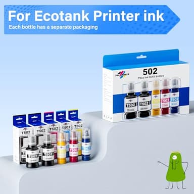 502 Ink Refill Bottles (NotSublimation Ink) for Ecotank ET-3760 ET-2850 ET-3850 ET-2760 ET-15000 ET-4850 ET-4760 ET-2750 ET-3750 ET-3830 Printers, Compatible Replacement for Epson T502 Ink (5 Packs) - Image 6