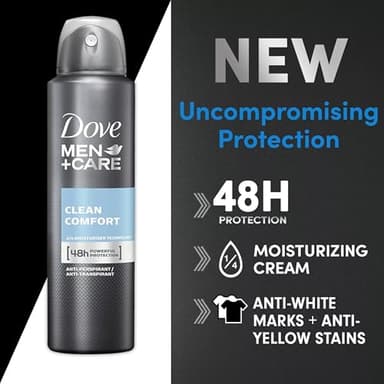 Dove Men + Care Antiperspirant Deodorant Spray, 6 Pack, 48H Protection, Long-Lasting Clean Comfort Scent, Soothes & Moisturises Skin, 5 oz. Each - Image 4