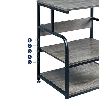 Fannova Large Printer Stand Table 23.6 x18.9 x 30 Inches with Height Adjustable Storage Shelf, 3 Tier Rolling Printer Cart with Wheels for Home Office, Gray - Image 4