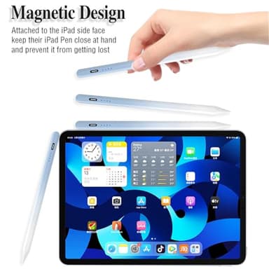 Tablet Pens for Touch Screen,Rechargeable iPhone Pen iPad Pencil with 4 POM Tips Magnetic Stylus Pen for iPad/Pro/Air/Mini/iPhone/Samsung/Huawei/Lenovo/iOS/Android and Other Smartphone Devices - Blue - Image 5