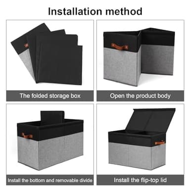 Gowee Large Toy Storage Box with Lid, Sturdy Toys Storage Chest Bin Organizer Basket with Dividers for Kids, Boys, Girls, Nursery, Closet, Bedroom, Playroom 25"x13" x16" (Black and Grey) - Image 7