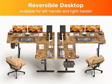 WALKINGDESK 63X55 Inches Reversible L Shaped Standing Desk Height Adjustable with Cup Holder, Electric Corner Computer Desk, Sit Stand up Home Office Desk, Ergonomic Gaming Desk, Rustic Brown - Image 4