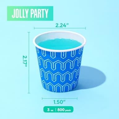 [800Pack] 3 oz Paper Cups, Small Mouthwash Cups, Disposable Bathroom Cups, Paper Cups for Party, Picnic, BBQ, Travel, and Event, Assorted designs - Image 3