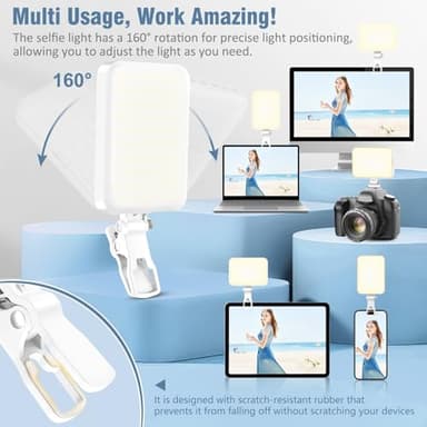 ALTSON 60 LED Portable Selfie Light Video Conference Lighting with Clip & Camera Tripod Adapter Rechargeable 2200mAh CRI 97+, 9 Light Modes for Phone iPhone Webcam Laptop Photo Makeup - Image 2
