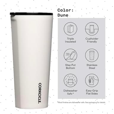 Corkcicle Classic Tumbler - Keeps Drinks Cold for 9 Hours & Hot for 3 - Triple-Insulated Stainless Steel - Holiday Tumbler Gift - 24 oz - Dune - Image 8