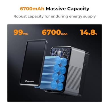 K&F CONCEPT V Mount Battery 99Wh with PD100W Fast Charging,14.8V 6700mAh Mini V-Mount Battery with DC/D-Tap/Dual USB-C/USB-A/TFT Display/240W Charging Cable for Camera Camcorder Video Light Monitor - Image 3