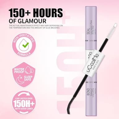 Lash Bond and Seal uCoolMe Waterproof for Lash Clusters 144Hours Super Hold Long-Lasting Non-Irritating Eyelash Glue for DIY at Home(Black Bond,10ML) - Image 4