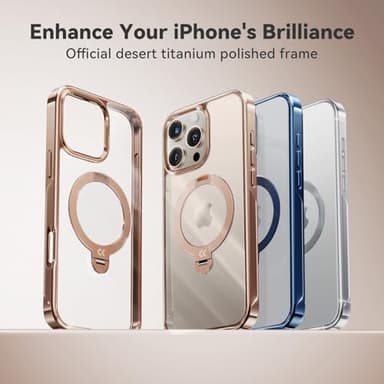CASEKOO 360 Spin Magnetic Stand for iPhone 16 Pro Max Case Desert Titanium [Compatible with Magsafe][16FT Military Protection] Slim Polished for iPhone 16 ProMax Case with Stand 6.9'', Rose Gold - Image 2
