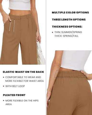 FUNYYZO Women's Wide Leg Pants High Elastic Waisted in The Back Business Work Trousers Long Straight Suit Pants - Image 3