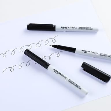 Amazon Basics Ultra Fine Point Permanent Markers, Black, 12-Pack - Image 6