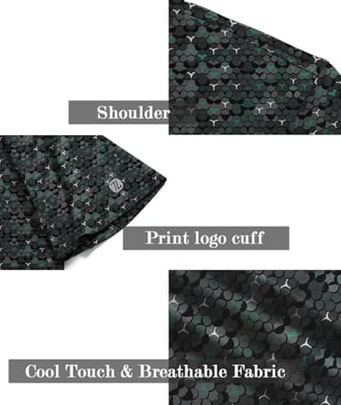 ZITY Men's Golf Shirts Short Sleeve Moisture Wicking Performance Print Patterns Casual Collared Golf Polo Shirt for Men Blackish Green - Image 4