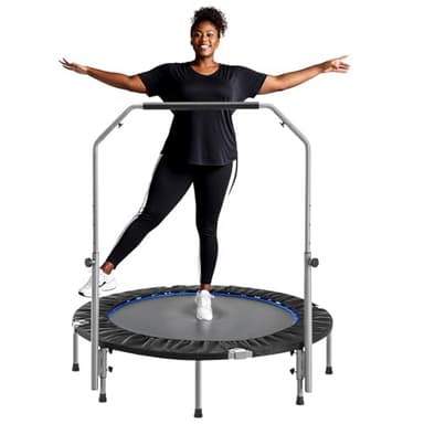 DUMOS 48" Rebounder Trampoline for Adults with Handle, Exercise Trampoline Foldable Indoor Mini Rebounders with Adjustable Bar for Workout Fitness Max Load 330lbs - Image 1