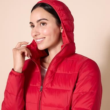 Amazon Essentials Women's Lightweight Water-Resistant Packable Hooded Puffer Coat (Available in Plus Size), Bright Poppy Red, Large - Image 4