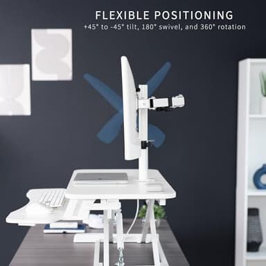 VIVO Height Adjustable 32 inch Standing Desk Converter with Dual 13 to 30 inch Monitor Stand, Sit Stand Monitor Mount and Desk Riser, White, DESK-V000K-M2W - Image 7