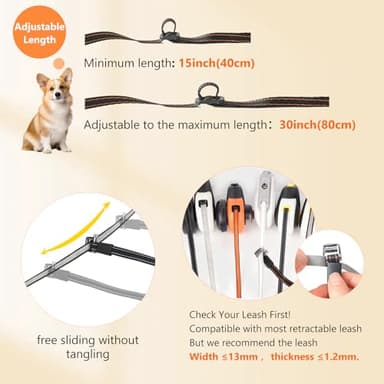 Double Dog Leash for Two Dogs, Adjustable Two Dog Leash no Tangle Retractable, Suitable for Large Medium Small Pets, Labor-Saving Attachment for Walking 2 Dogs - Image 5