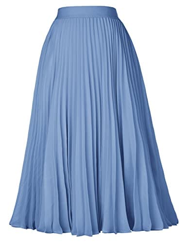 GRACE KARIN Women's Skirts A-line Pleated Flared Chiffon Skirts Lake Blue L - Image 1