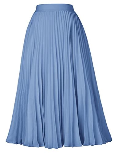 GRACE KARIN Women's Skirts A-line Pleated Flared Chiffon Skirts Lake Blue L - Image 1